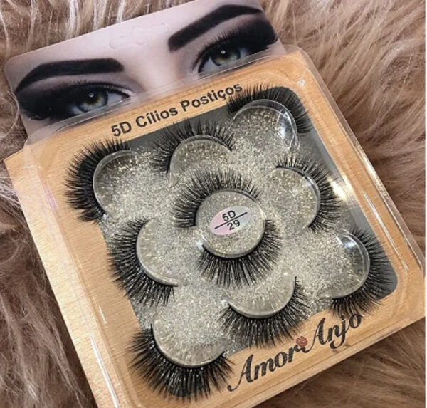 Cartela Cílios Postiços Amor Anjo 100% Fios Naturais 5D-29