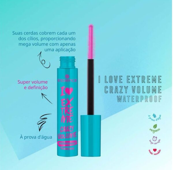 Máscara para Cílios Essence I love Extreme a Prova D’água - Produto de Origem Alemã - Imagem 3