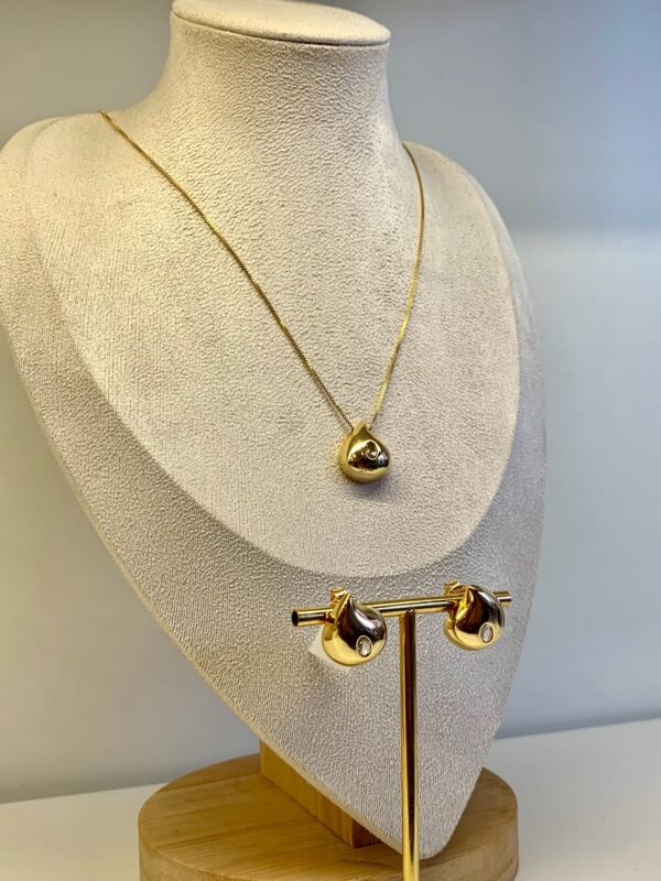 Conjunto Folheado com Pedra Zircônia